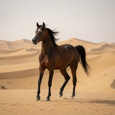 Rabdan Arabian horse in historical desert setting