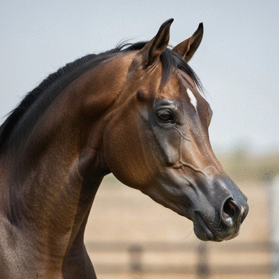 Close-up of a Rabdan Arabian horse's distinctive head and neck