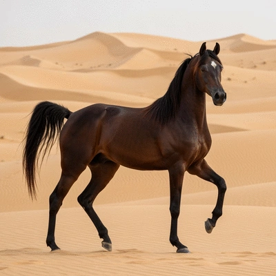 Rabdan Arabian horse in a desert setting