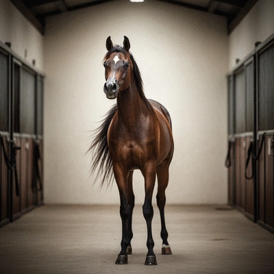 Rabdan Arabian horse standing proudly, showcasing its unique traits