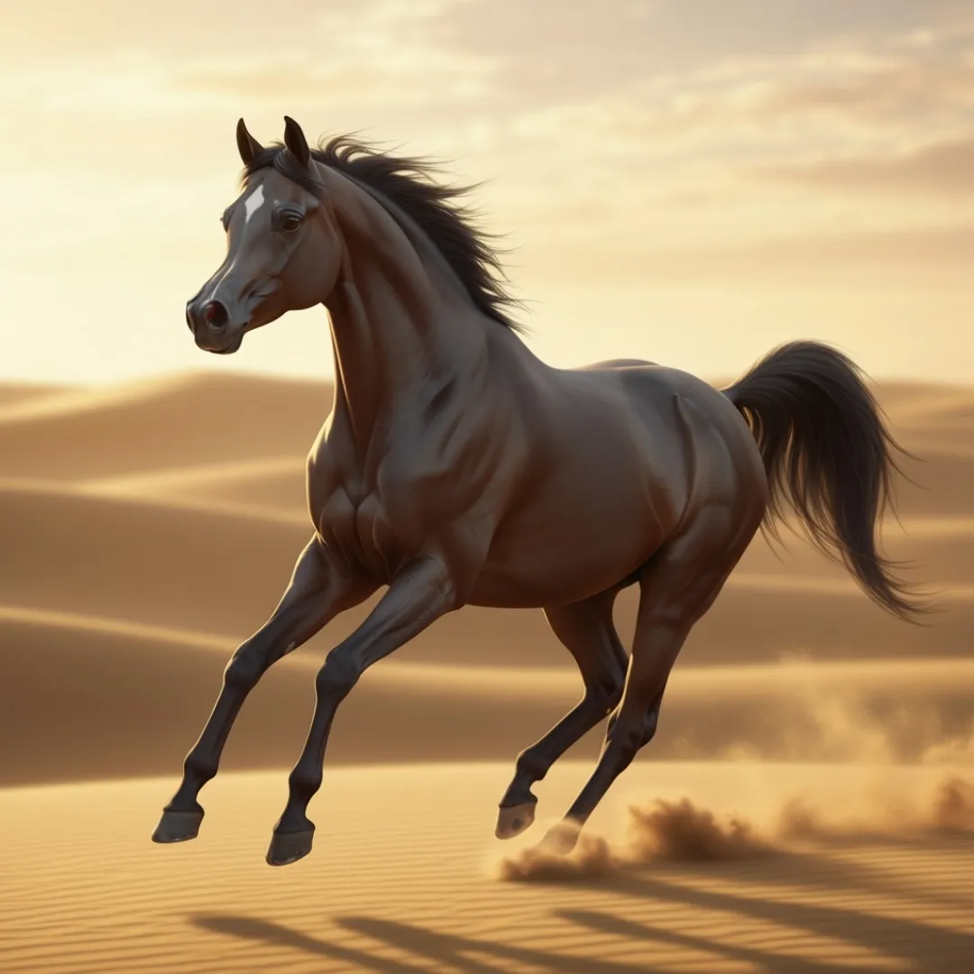 Majestic Arabian horse in desert